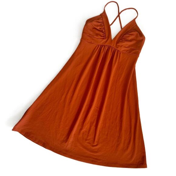 Susana Monaco Dresses & Skirts - Susana Monaco Dark Orange Sleeveless V Neck Empire Waist Dress S Small